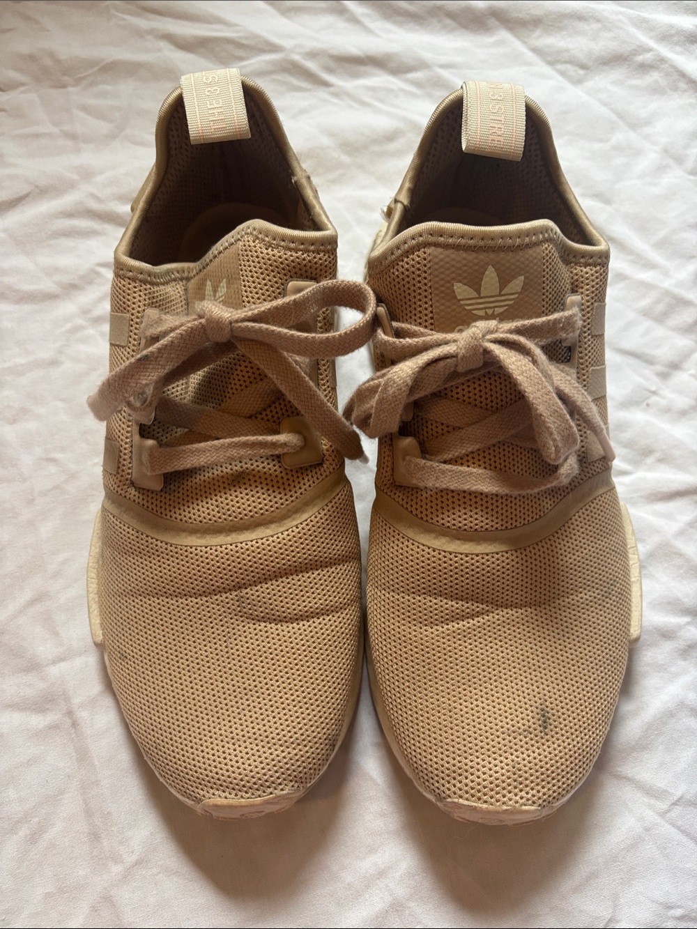 adidas Tan Mesh Running Sneakers with Trefoil